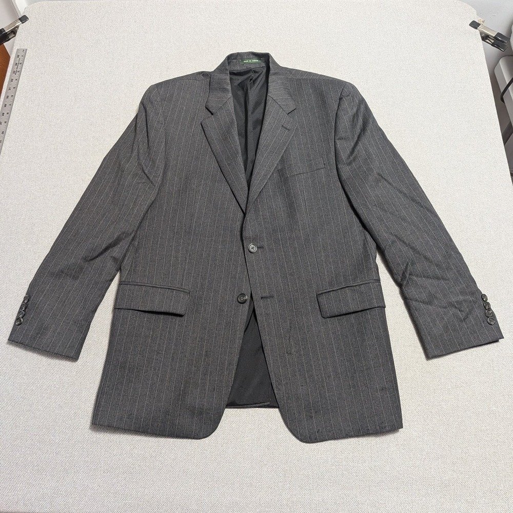 Lauren Ralph Lauren Blazer Men's 42R Gray Pinstripe Wool 2-Button Canada Union